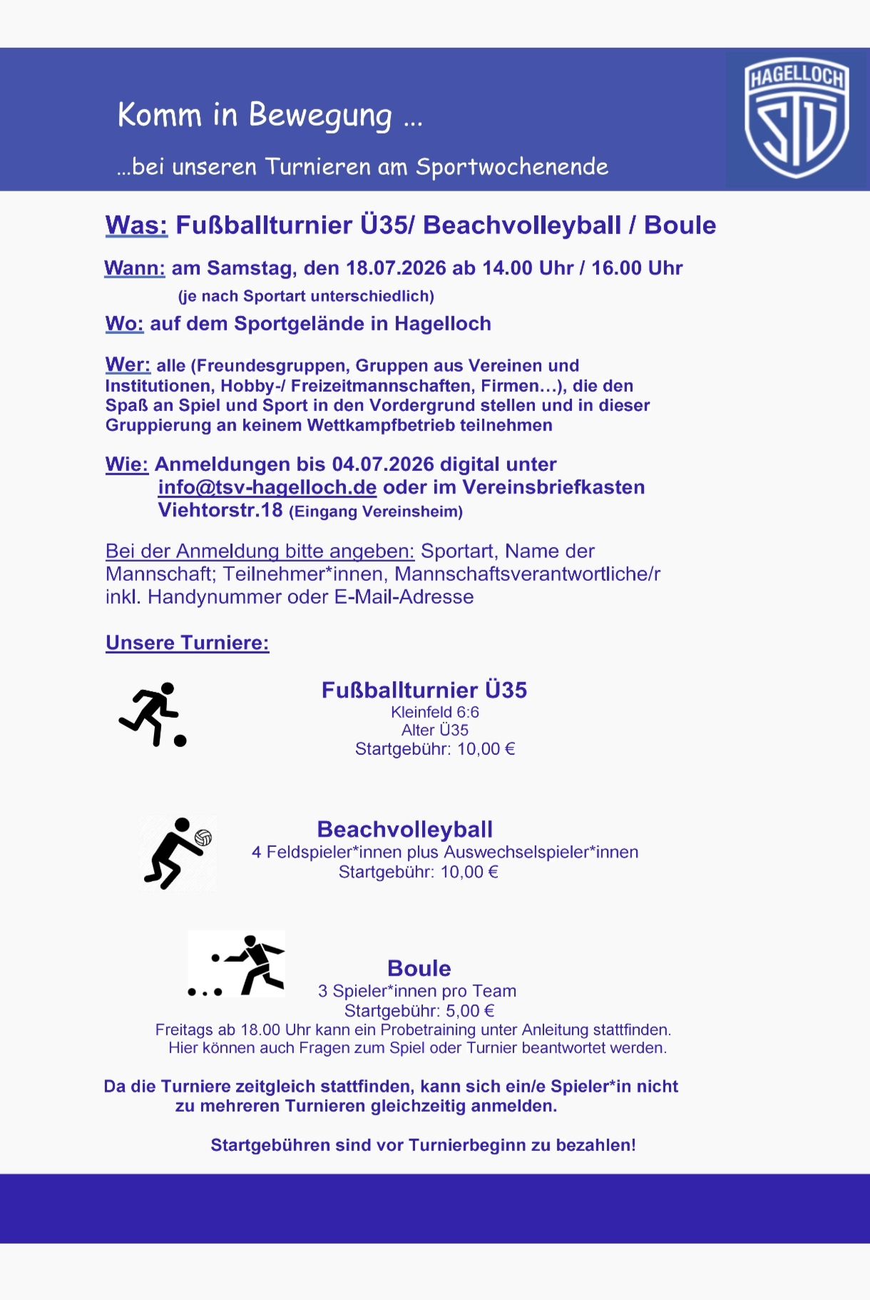 Turniere am Samstag unseres Sportwochenendes